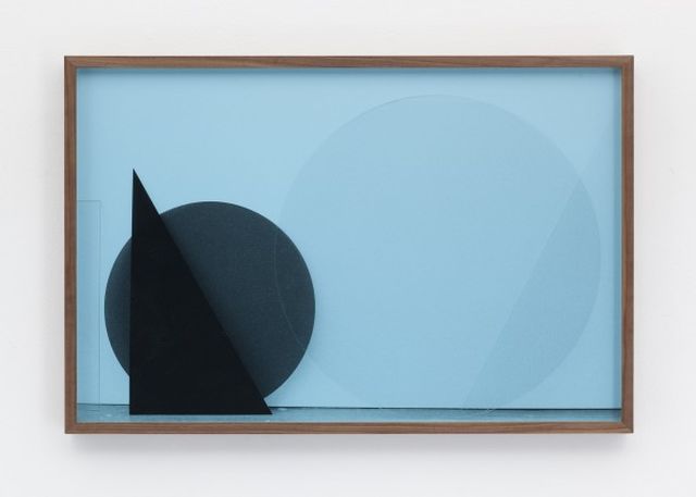 Amalia Pica, Ilford silver bromide fibre based print, coloured perspex, walnut frame, Intersection fragment #3(blue), 2014
