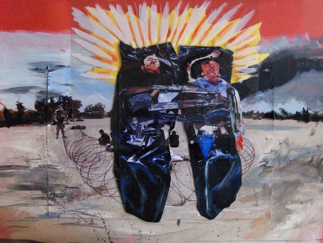 Martha Colburn, Collage painting for the film, Destiny Manifesto, 2006