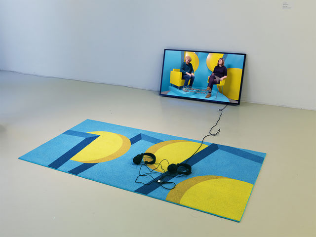 Feiko Beckers,  HD Video, Ink on Carpet , The Inevitable Others, exhibition view at Stedelijk Museum Schiedam, NL, 