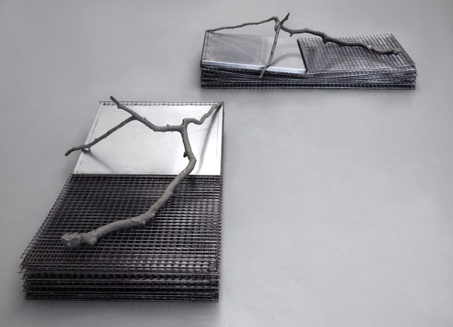 Lucas Lenglet, Blank steel, stainless steel, cast resin, Two cages with annex (stacked version), 2015