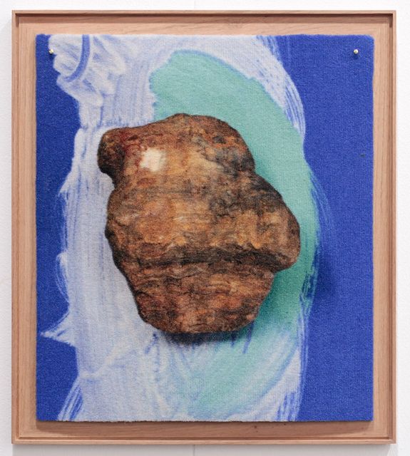 Peggy Franck, Digital print on carpet, framed, Gazes crossing (all blue is precious), 2017