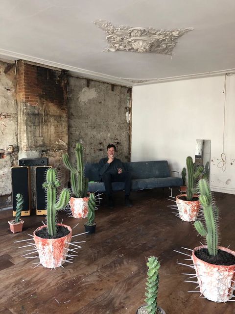 The choices of  Daniel van Straalen, Me with with some cactus sculptures that I made recently., - My home/studio - , 