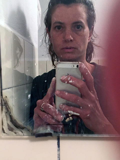 The choices of Helen Verhoeven , Me in the studio bathroom mirror., - My home/studio - (me), 