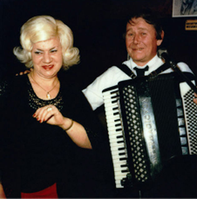 Mark H. Miller, C-print, Aunt Tina and Klaas at Cafe Popular, 1980