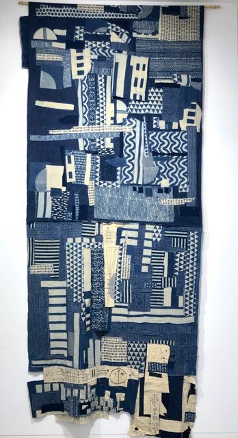 Antonio Jose Guzman & Iva Jankovic, Patchwork & Ajrakh Block Printed Indigo Dye on Canvas, The Rise of the Prophet , 2023