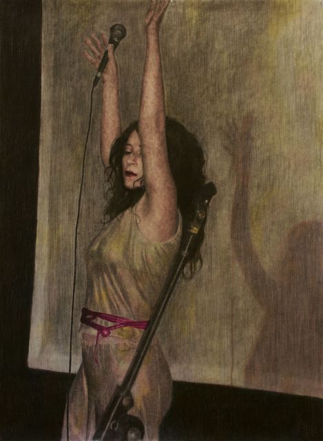 Iris van Dongen, Charcoal, pencil, watercolor on paper, Angie Reed, 2007