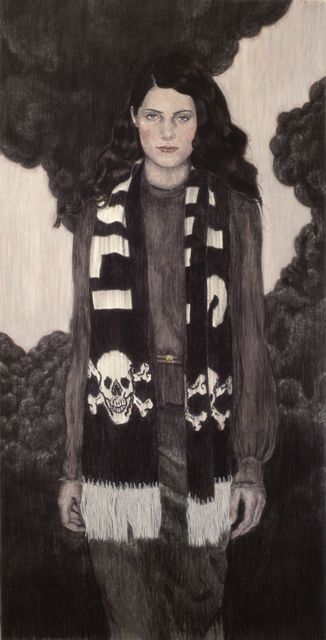 Iris van Dongen, Pastel, pressed charcoal, watercolor on paper, Hooligan II, 2004