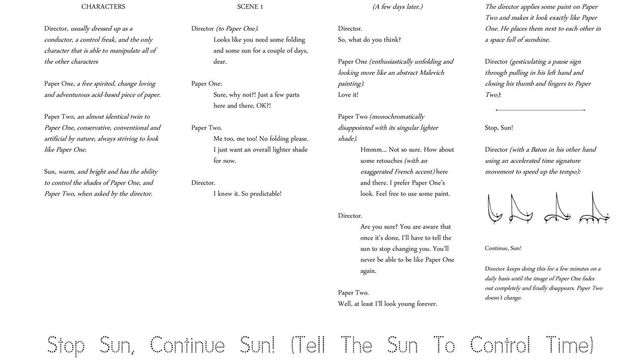 Dina Danish, , Script for Stop Sun! Continue, Sun!, 2014, 2014