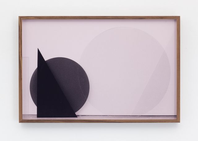 Amalia Pica, Ilford silver bromide fibre based print, coloured perspex, walnut frame, Intersection fragment #3 (pink), 2014