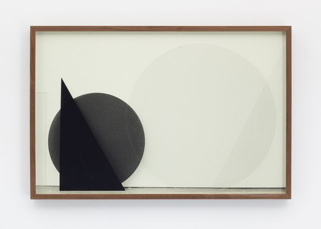 Amalia Pica, Ilford silver bromide fibre based print, coloured perspex, walnut frame, Intersection fragment #3 (yellow), 2014