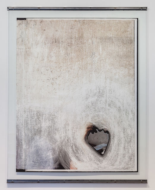 Stigter Van Doesburg, Sandpaper abrasion on archival inkjet print, glass, steel, I will shape myself, 171 x 135 cm, 2017