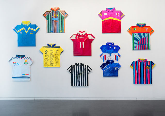 Dina Danish, Folded Canvas, Acrylic Paint, Sports Shirts, 2016