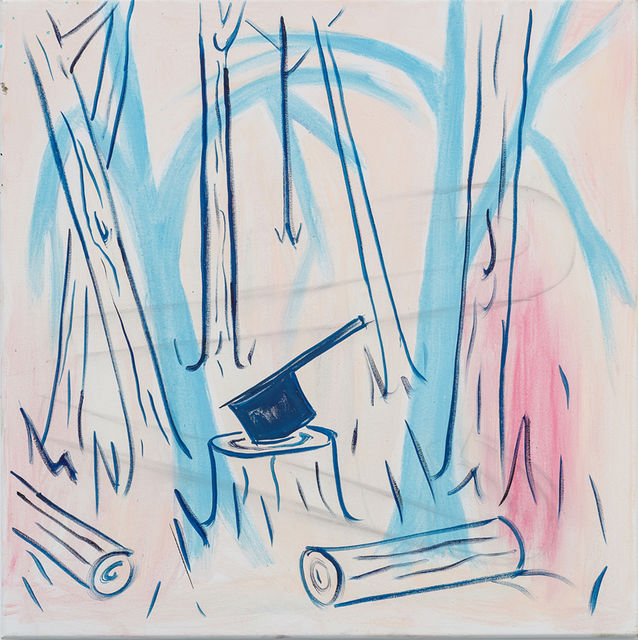 Pim Blokker, Guoache and oil on canvas, 60 x 60 cm, Hatchet, 2019, 