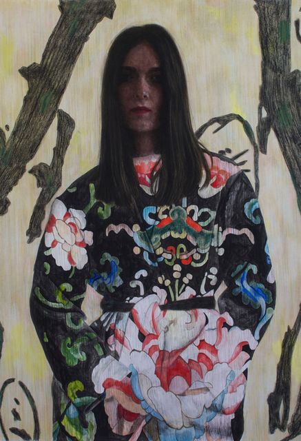 Iris Van Dongen, Pastel, charcoal, watercolour on paper, Lotus, 2017