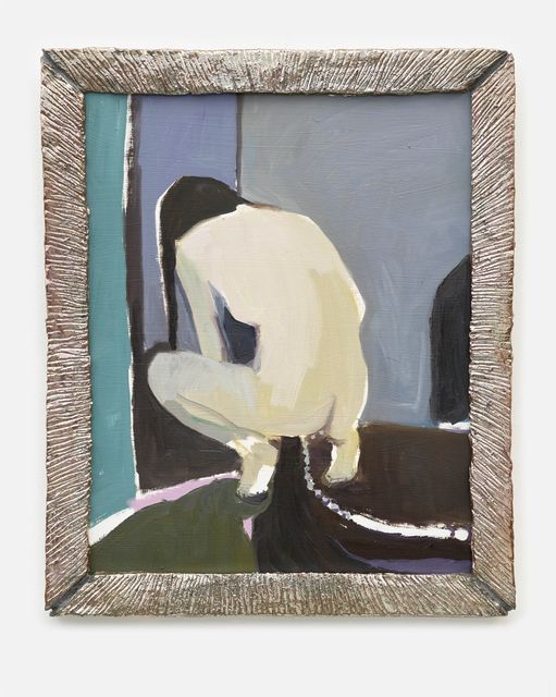 Helen Verhoeven, Oil on panel with ceramic frame, Pearl Necklace, 2019