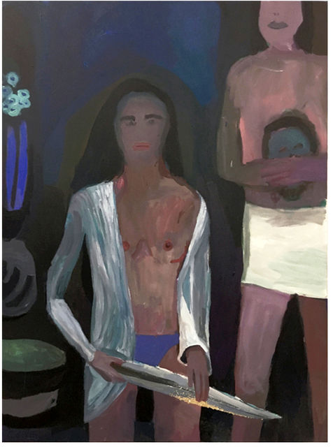 Helen Verhoeven, Acrylic and sequin on canvas, Judith And Her Helper, 2018