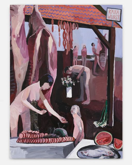 Helen Verhoeven, Acrylic on linnen, Meat Stall, 2017