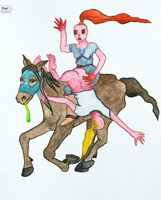 Josefin Arnell, Drawing on paper, framed, Slapping butt, 2020