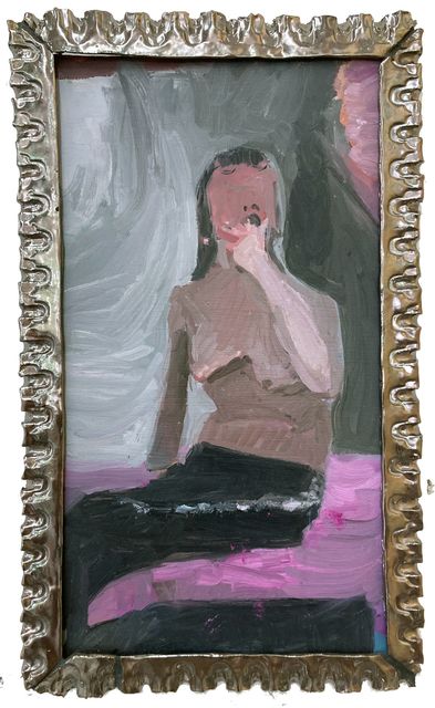Helen Verhoeven, Oil on panel with ceramic frame, That Other Time with Solvents, 2021