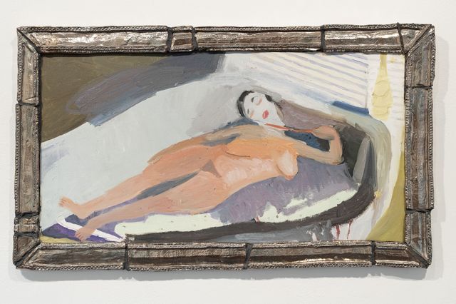 Helen Verhoeven, Oil on panel with ceramic frame, New Gestures, 2021