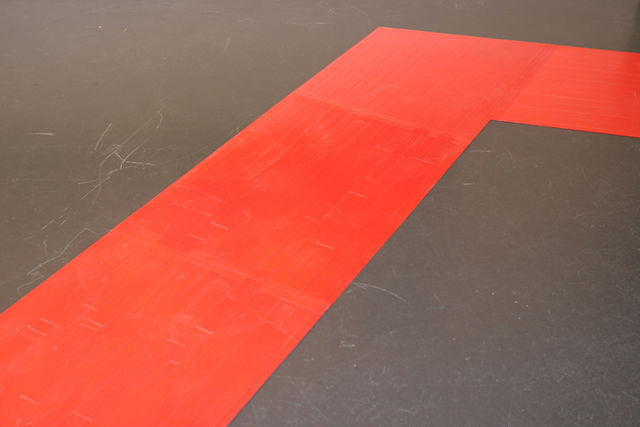 Amalia Pica, Duct tape on carpet, Red Carpet, 2010