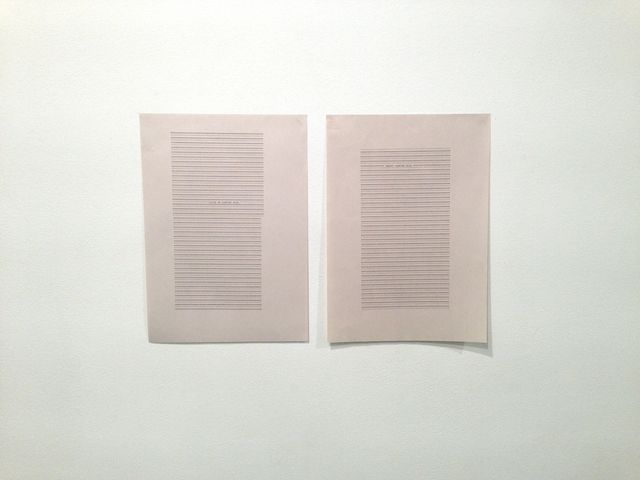 Sue Tompkins, Typewritten text on newsprint, Pair, 2013