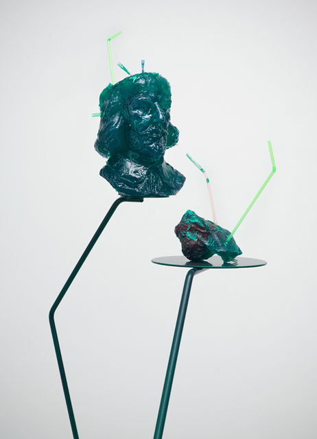 Nathaniel Mellors, Resin, steel, paint, Green Shakespeare with Chunk, 2014