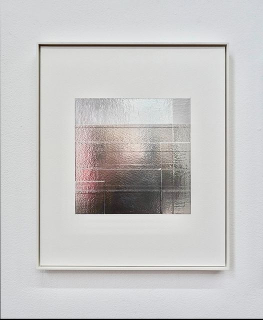 Lucas Lenglet, Various metal tapes on archival paper in artist frame, Untitled (reflection), 2022
