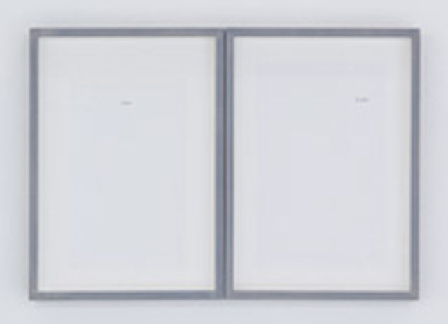 Robin Waart, Two torn out bookpages, double wooden frame, museum glass,, Untitled (Color/Colour), 2013