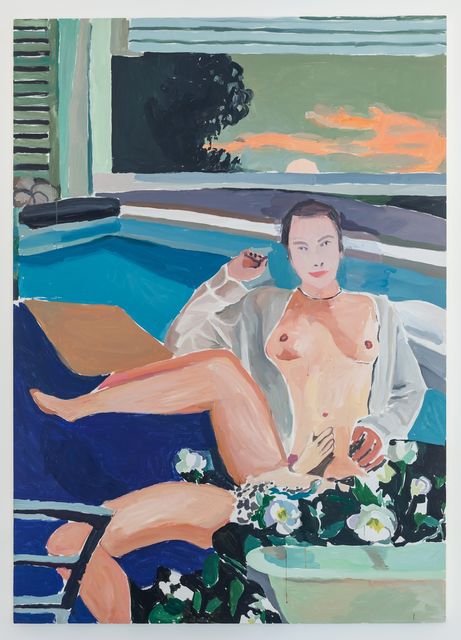 Helen Verhoeven, Acrylic on linen, Libby - Pool, Tub, Flowers, 2016