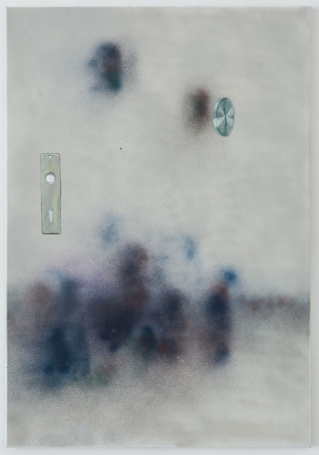 Aukje Koks, Spray paint and collage (oil) on linen, Outside, 2017
