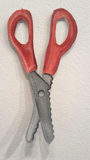 Aukje Koks, Oil on linen, Scissors, 2017