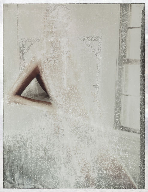 Amie Dicke, Sandpaper abrasion on archival inkjet print, steel frame, Shape (Her), 2017