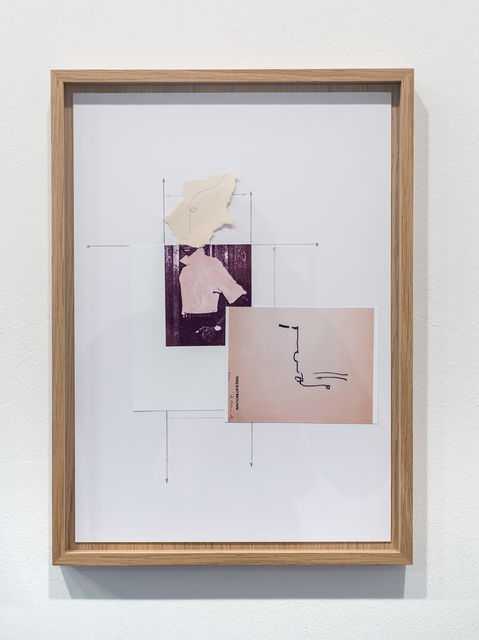 Jimmy Robert, Collage on paper in oak frame with glass, Untitled (boy), 2018