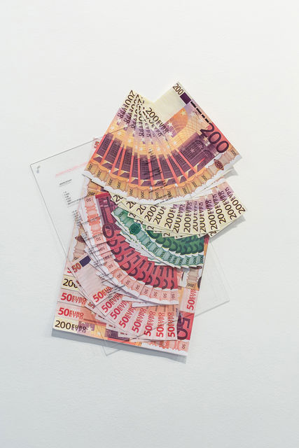 Jimmy Robert, Laser print on plexi glass, Xerox Euro notes, Untitled (Konrad Fischer), 2018
