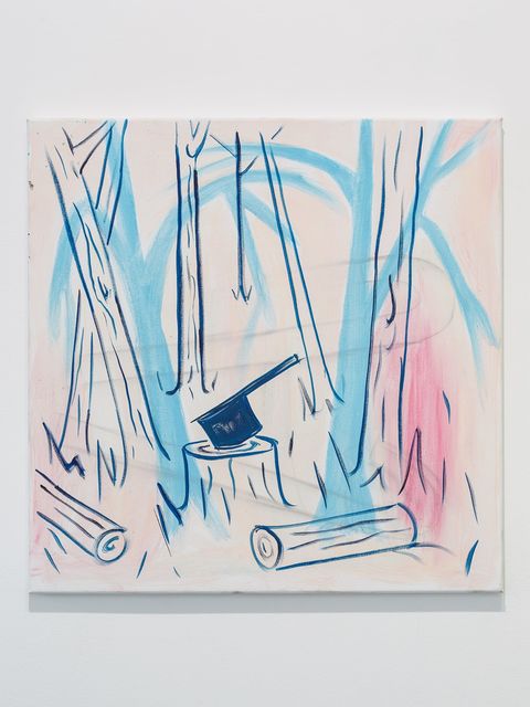 Pim Blokker, Guoache and oil on canvas, Hatchet, 2019