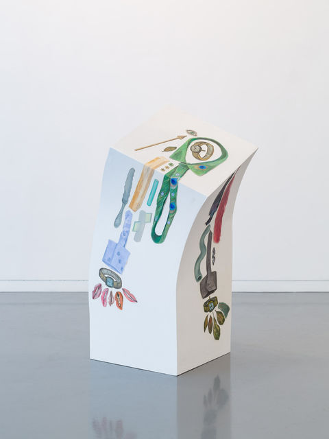 Aukje Koks, Cut-out pieces (oil on linen) on pedestal, Arms, 2017