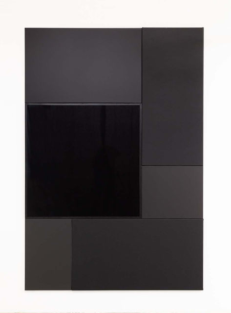 Thomas Raat,  Imitation leather, acrylic on linen, reversed painting on glass, Dynasty, 2021