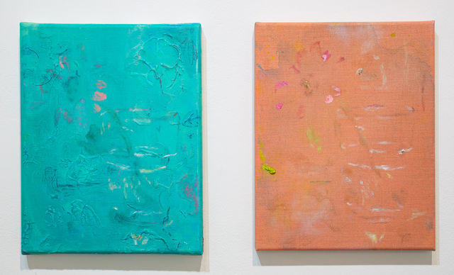 Maaike Schoorel, Oil on canvas, Diptych in Green and Pink, 2019