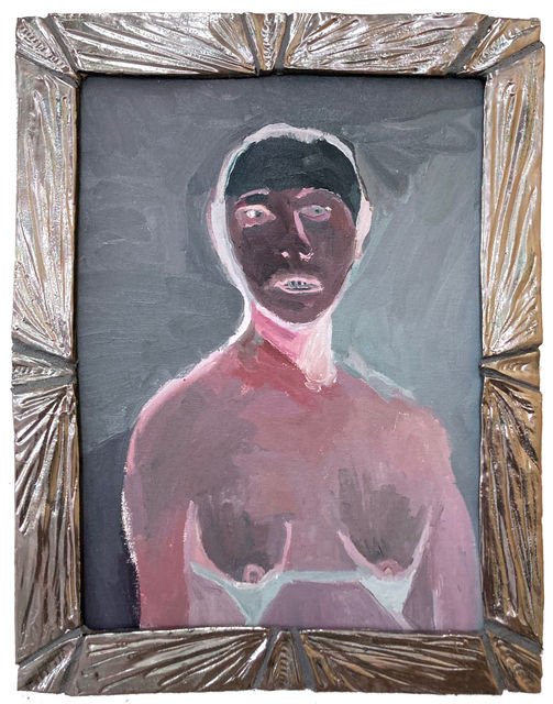 Helen Verhoeven, Oil on panel with ceramic frame, At Best, 2021