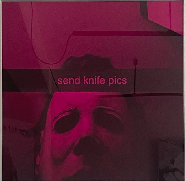 Daniel Van Straalen, Archival inkjet print with colored plexiglass, send knife pics, 2022