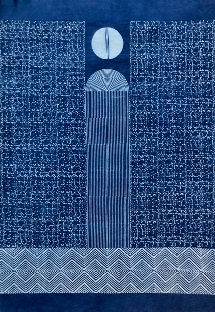 Antonio Jose Guzman & Iva Jankovic, Ajrakh Block Printed Indigo Dye on Canvas, Grivot Lab, 