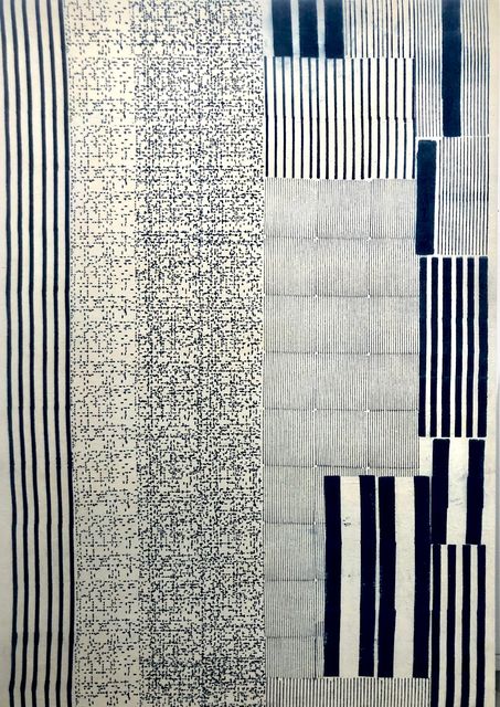 Antonio Jose Guzman & Iva Jankovic, Ajrakh Block Printed Indigo Dye, Diamonds Rain, 2023