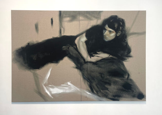 Erika Peucelle, Oil on canvas, A boy in a bed,, 