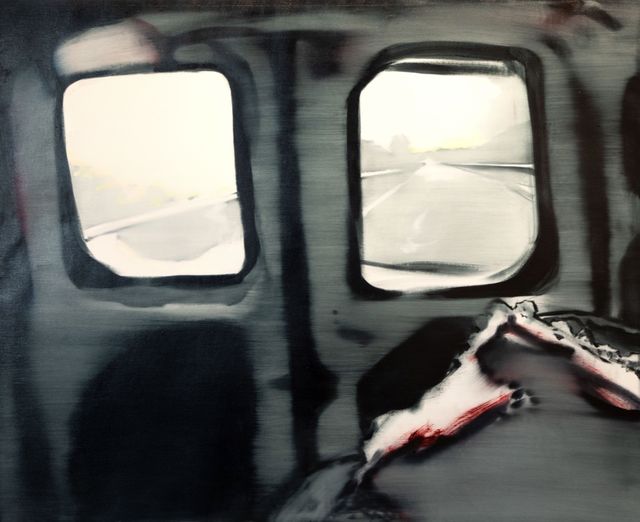 Erika Peucelle, Oil on canvas, View from a van, 2025
