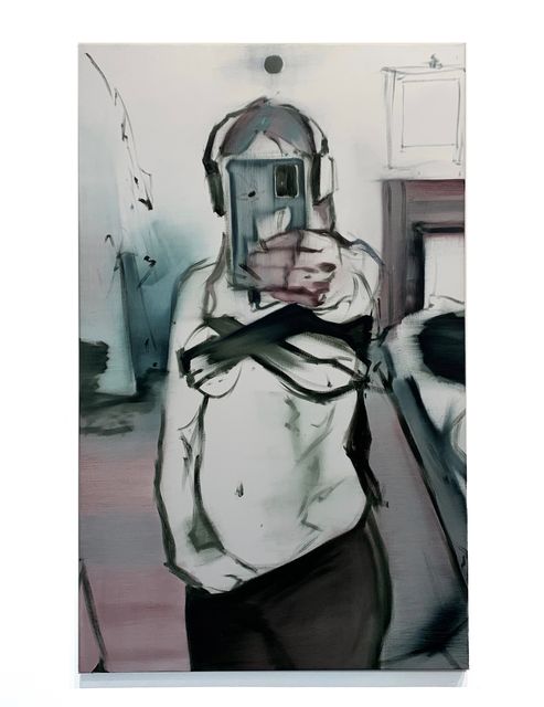 Erika Peucelle, Oil on canvas, Selfie in a mirror, 2025