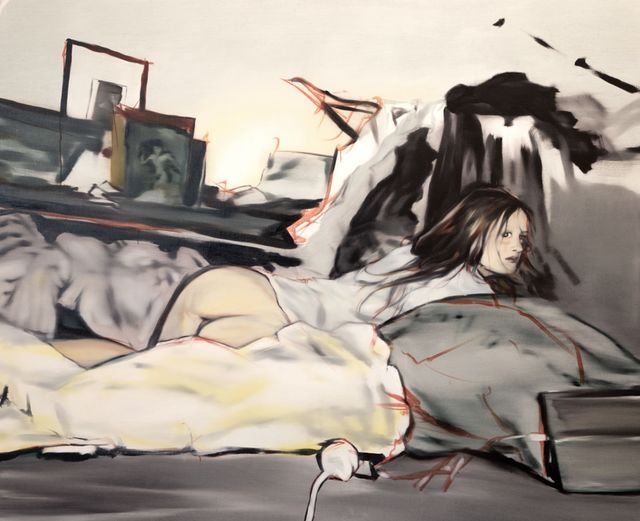 Erika Peucelle, Oil on canvas, A girl in bed, 2025