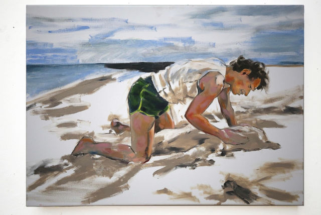 Erika Peucelle, Oil on canvas, A boy on the beach, 2022